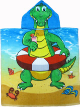 Alligator Hooded Beach Poncho Towel Kids Bath Costume Cotton Pool Cover Up Robe - £14.32 GBP
