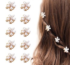 10 Pcs Small Mini Pearl Claw Clips with Flower Design - £18.46 GBP