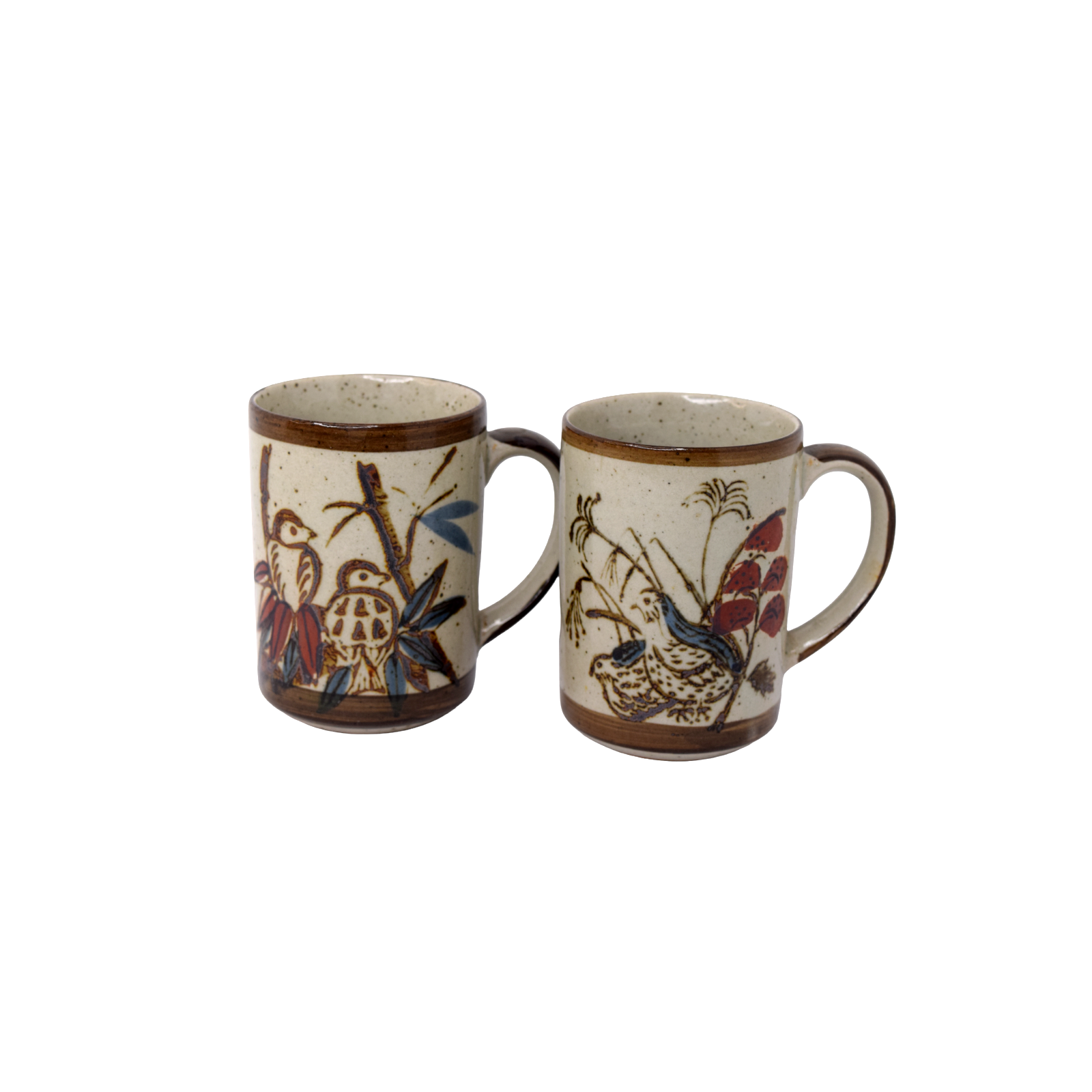 Primary image for Set of 2 Stoneware Coffee Mug Cup w/ Bird Designs Unbranded