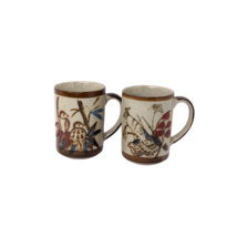 Set of 2 Stoneware Coffee Mug Cup w/ Bird Designs Unbranded - £13.91 GBP