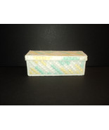Handmade Trinket Box Needlepoint White, Yellow, Mint Green 9 1/4 x 3 1/4... - £23.17 GBP