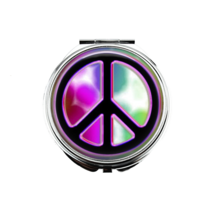 1 Peace Sign Portable Makeup Compact Double Magnifying Mirror! - £10.94 GBP