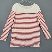 Old Navy Womens Shirt Size S White Preppy Stripe Tall 3/4 Sleeves Scoop ... - $9.95