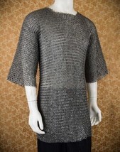 Flat Riveted With Flat Warser Chainmail shirt 9 mm Medium Size Half sleeve Huber - £124.49 GBP