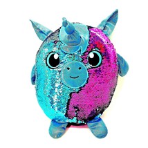 Shimmeez Unicorn Yaffa 16&quot; Sequin Plush Purple Teal Beverly Hills Toy Co... - $24.97