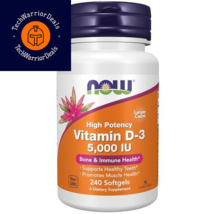 NOW Supplements, Vitamin D-3 5,000 IU, 240 Count (Pack of 1), Yellow/Green  - $24.49