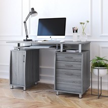 Complete Workstation Computer Desk With Storage, Grey - £237.69 GBP