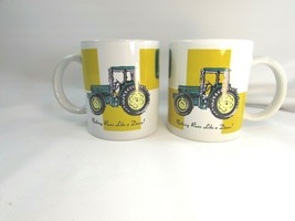 2 Vintage John Deere Gibson Nothing Runs Like A Deere Green Tractor Mug ... - £35.52 GBP