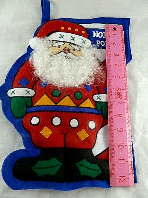 Vintage L'Art De Chine Christmas Santa Claus Felt Stocking Hanging 13 inches tal - $19.79