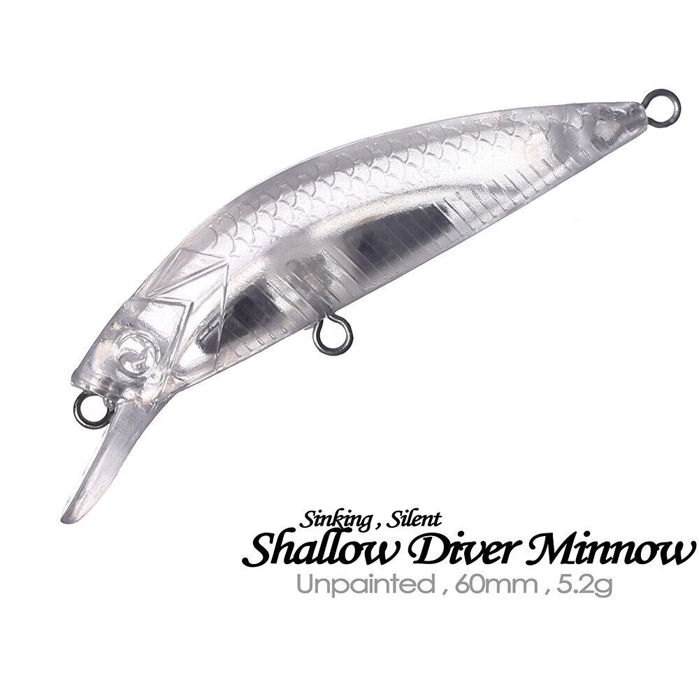 Primary image for 30PCS 6cm 5.2g Shallow Diver Sinking Minnow Unpainted Bait Blank Fishing Lure