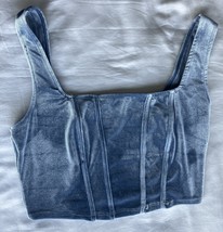 NWOT Womens Ice Blue Velvet Cropped Tank Top M - $35.06