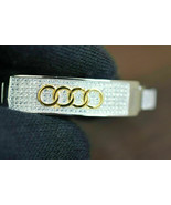 Men 1ct VVS1 Diamond Audi Symbol Logo Cuff Bracelet Bangle 14k Yellow Go... - $344.94 CAD