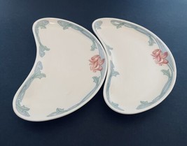 Buffalo China Pottery Restaurant Ware Bone Dishes Crescent Plates Pink Flowers - $19.25