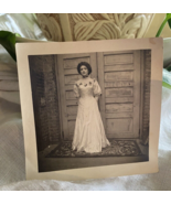 Antique Photo Gibson Girl Young Woman White Dress Graduation / Wedding D... - $39.73