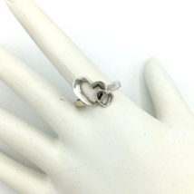 DOUBLE interlocking HEART sterling silver ring - size 8.5 heavy chunky openwork - $25.00