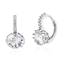 Dazzling Round Clear Cubic Zirconia and Sterling Silver Lever Back Earrings - £23.21 GBP