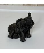 Vintage Black Elephant Figurine Made with Coal From Wales Welsh - $65.00