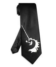 Unicorn Horn tie black satin silk hand-painted necktie - $19.00