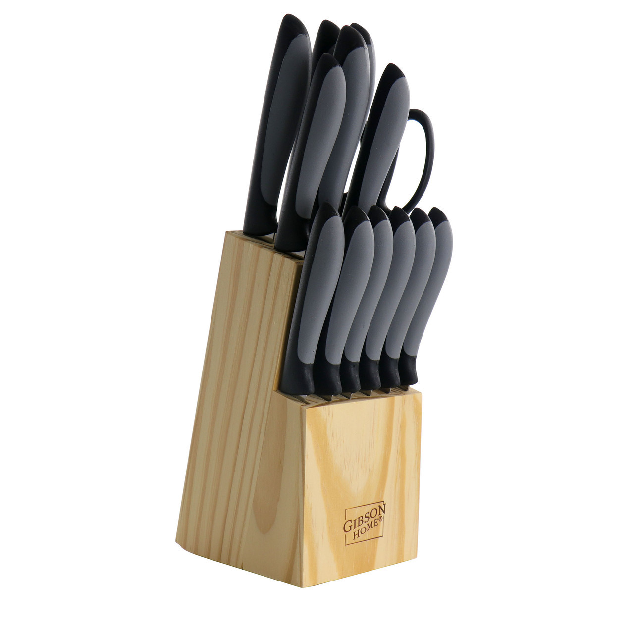 Gibson Home Dorain 14 Piece Stainless Steel Cutlery Set In Black With Wood Bloc - $43.95