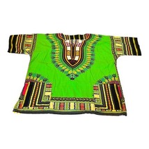 Mens Longline African Dashiki Dress Shirt Ethnic Totem Print Top Green Shoreline - £26.14 GBP