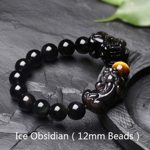 Quality Feng Shui Black Obsidian Bracelet For Men Women Original Real Bead Stone - £37.08 GBP