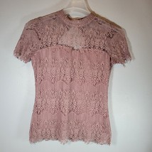 Almost Famous Womens Shirt Large Lace Blouse Small Sleeve Dusty Rose - £10.11 GBP