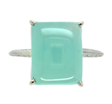 18k White Gold 5.73 Carat Genuine Natural Chalcedony Ring Size 7.5 (#J7215) - €937,27 EUR