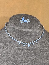 Aquamarine Choker and Screw on Earring Set - £50.80 GBP