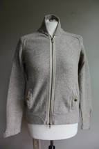 J. Crew M Brown Merino Wool Metallic Shawl Collar Zip Front Cardigan Sweater - £19.34 GBP