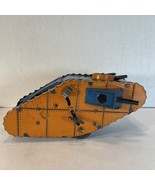 Vintage Marx Tin Litho Wind Up Doughboy Tank c.1930&#39;s Orange &amp; Blue - $310.34 CAD