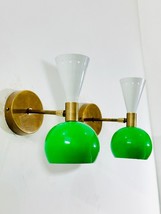White &amp; Green Wall Sconce Pair, Mid Century Italian Wall Sconce Diabolo Modern - £100.67 GBP