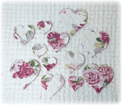 Vintage Cutter Quilt FeedSack Heart Applique Die Cuts Rose Ditsy Reverse Cut Out - £11.62 GBP