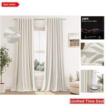 Luxurious Cream Blackout Linen Drapes - 84" Length for Cozy Living Spaces - $44.50