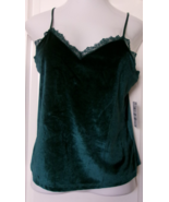INC Green Velour Camisole with lace trim Size Medium - $216.65 MXN
