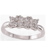 Womens 0.50 CT Carat Sterling Silver Flower Style Fashion Ring Size 5-9 - £35.35 GBP