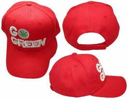 K&#39;s Novelties Go Green Marijuana Weed Pot Leaf Red 100% Cotton Embroidered Hat C - £7.89 GBP