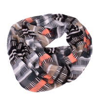 Women&#39;s Grey black and Orange Infinity Scarf - $9.22