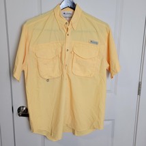 Columbia PFG Shirt Mens Medium Yellow Vented Short Sleeve Fishing Outdoors Hike - £13.19 GBP