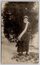 RPPC Woman Hat Scarf Coat Tree Nellie Miller To Shelburne Falls MA Postcard O28 - £6.72 GBP