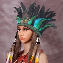  Costume Women Carnival Feather Headpiece Headdress Crown Headdress Headb - £31.02 GBP