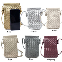 Women&#39;s Soft Vegan Leather Woven Cell Phone Bag - $17.99