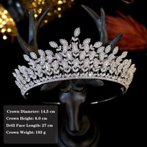 Luxury Bridal Silver Crown For Women Wedding Hair Accessories Zirconia Couronne  - £117.44 GBP