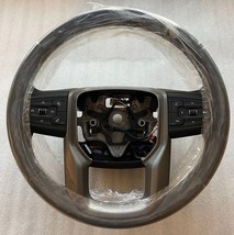 OEM Denali brown leather heated steering wheel for some 19+ Sierra brushed gray - $149.99