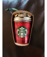 2016 Starbucks Christmas Ceramic Cup Holiday Ornament Buffalo Plaid Meta... - $24.65