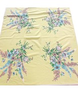 Vintage Floral Print Tablecloth Styled In Paris Cotton Linen Blend Yellow - $19.79