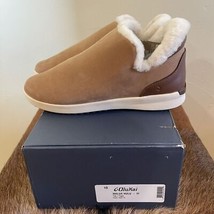 Olukai Malua Hulu Boots Sz 10 Shearling Lined Nubuck Leather Tan Tapa Wa... - $93.15