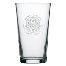 Engraved King Charles III Coronation Pint Beer Glass Royal Memorabilia, Royalty  - £14.57 GBP+