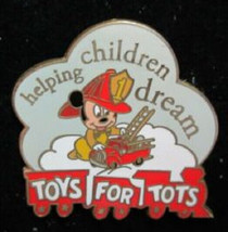Disney Occupations Baby Mickey Mouse Fireman and Fire Truck Toys for Tots pin - £15.09 GBP