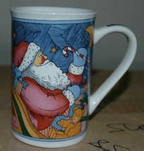 Santa Christmas Coffee Tea Mug Sleigh One Star Flag Patriotic - £10.22 GBP