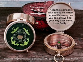 Personalized Gift For U.S Coast Guard Custom Engraved Coast Guard Brass Compass. - £20.96 GBP